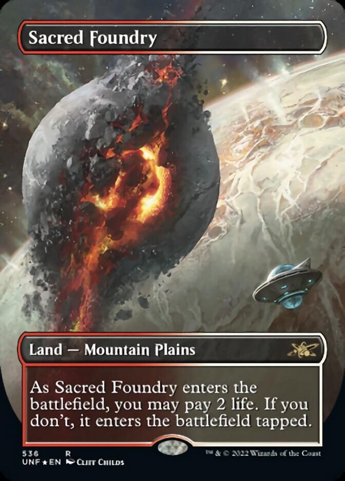 Sacred Foundry (Borderless) (Galaxy Foil) [Unfinity] | Mindsight Gaming