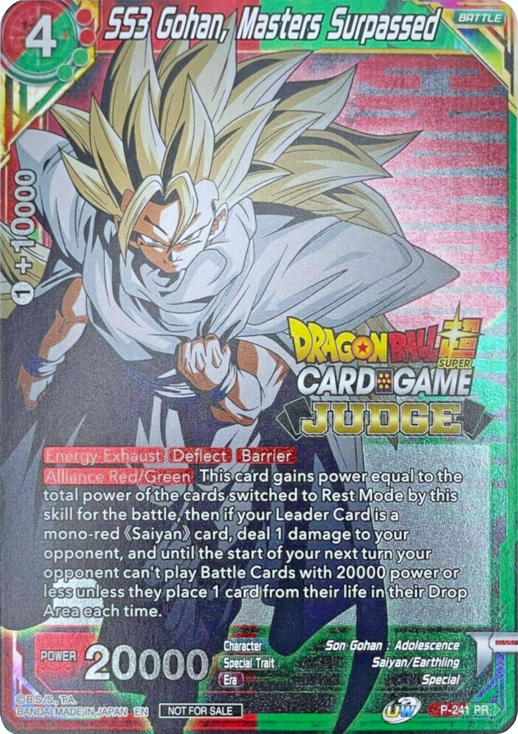 SS3 Gohan, Masters Surpassed (Level 2) (P-241) [Promotion Cards] | Mindsight Gaming