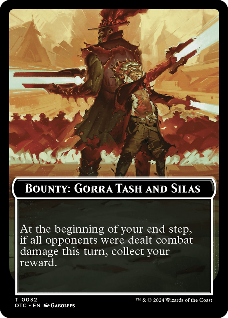 Bounty: Gorra Tash and Silas // Bounty Rules Double-Sided Token [Outlaws of Thunder Junction Commander Tokens] | Mindsight Gaming