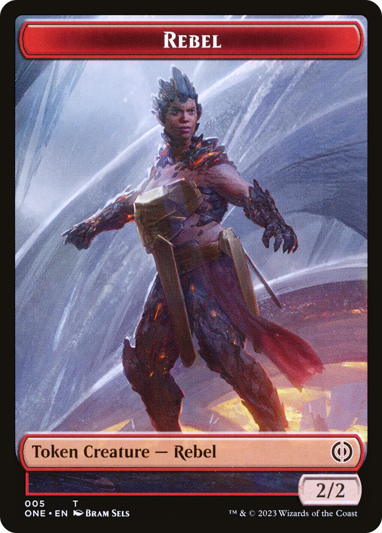 Rebel // The Hollow Sentinel Double-Sided Token [Phyrexia: All Will Be One Tokens] | Mindsight Gaming