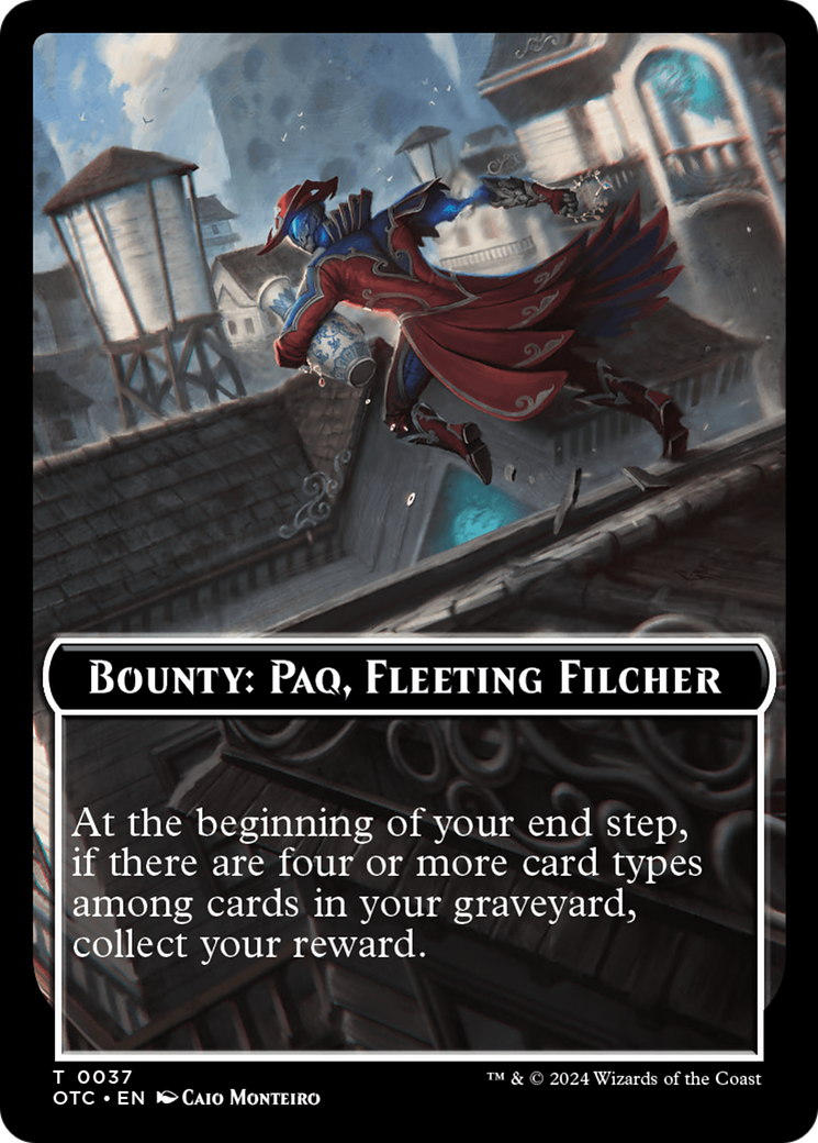 Bounty: Paq, Fleeting Filcher // Bounty Rules Double-Sided Token [Outlaws of Thunder Junction Commander Tokens] | Mindsight Gaming