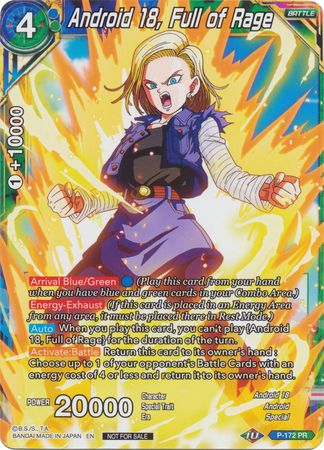 Android 18, Full of Rage (P-172) [Promotion Cards] | Mindsight Gaming