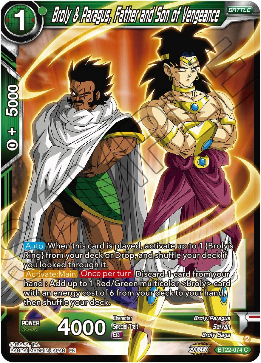 Broly & Paragus, Father and Son of Vengeance (BT22-074) [Critical Blow] | Mindsight Gaming