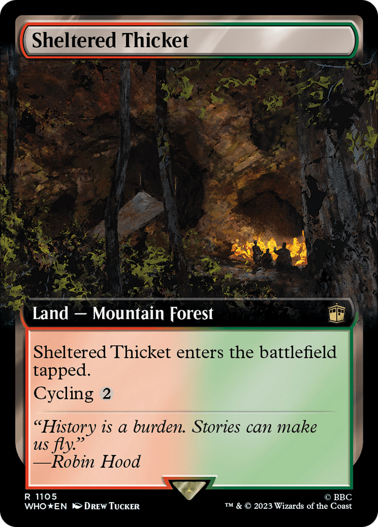 Sheltered Thicket (Extended Art) (Surge Foil) [Doctor Who] | Mindsight Gaming