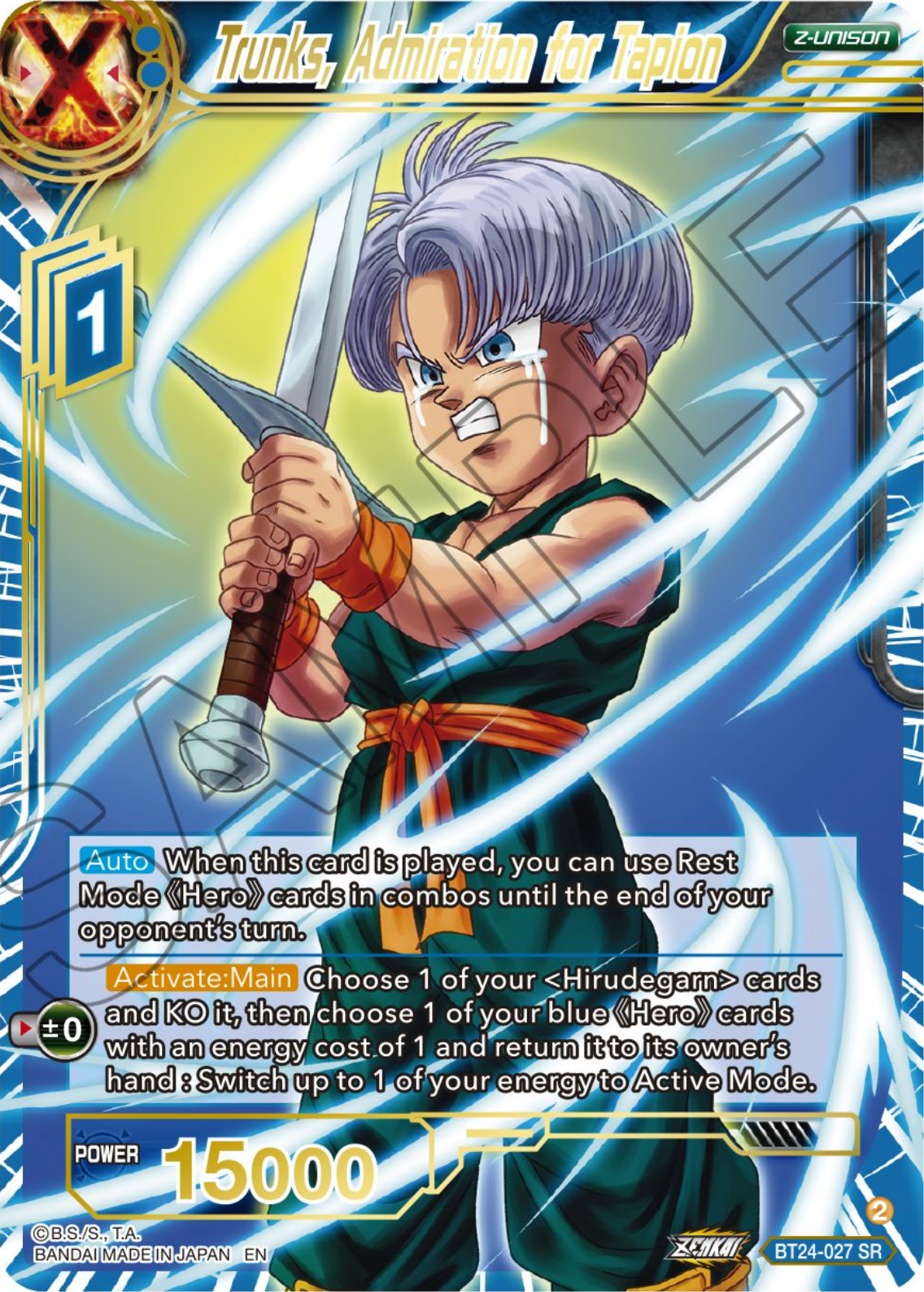 Trunks, Admiration of Tapion (BT24-027) [Beyond Generations] | Mindsight Gaming