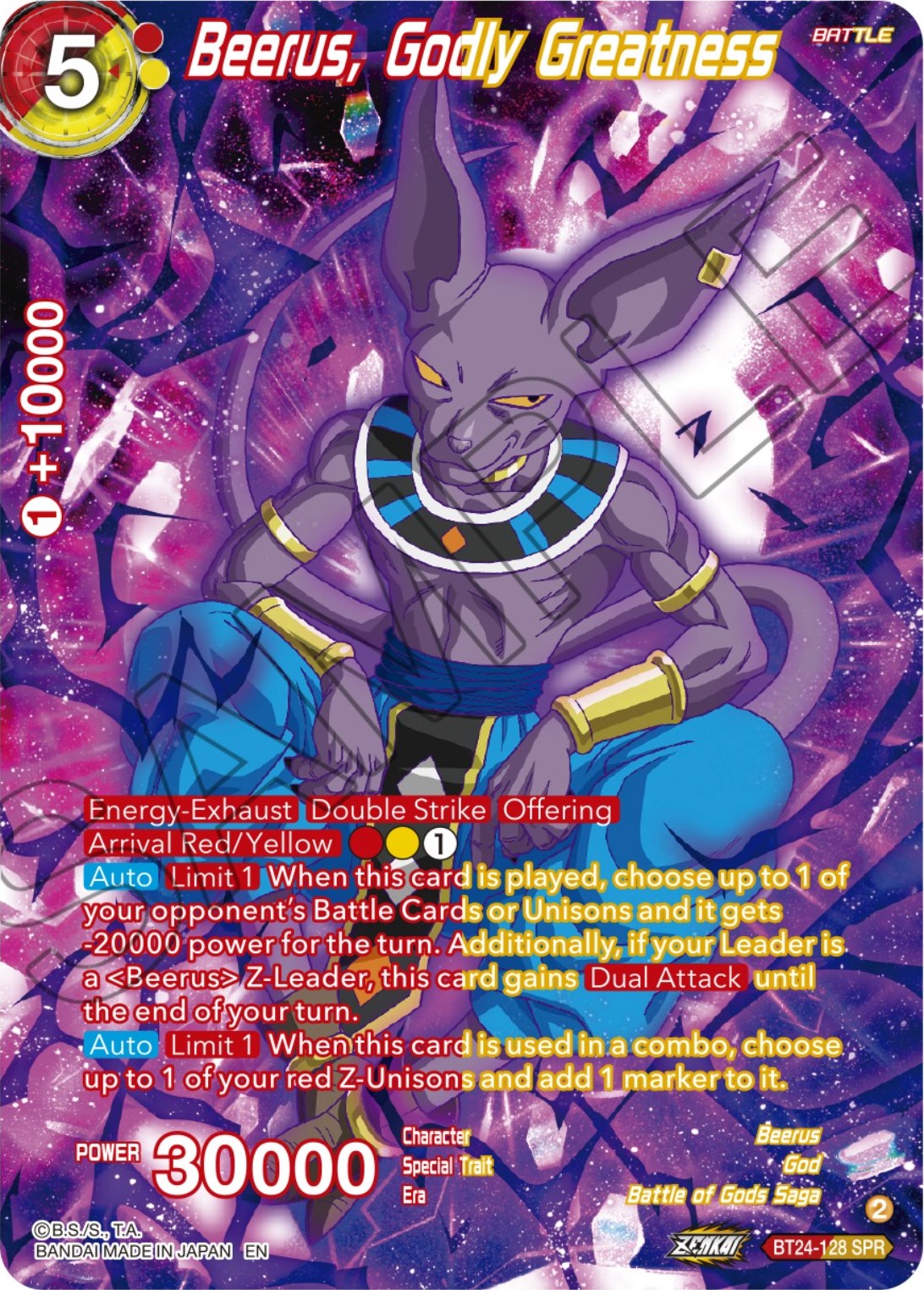 Beerus, Godly Greatness (SPR) (BT24-128) [Beyond Generations] | Mindsight Gaming