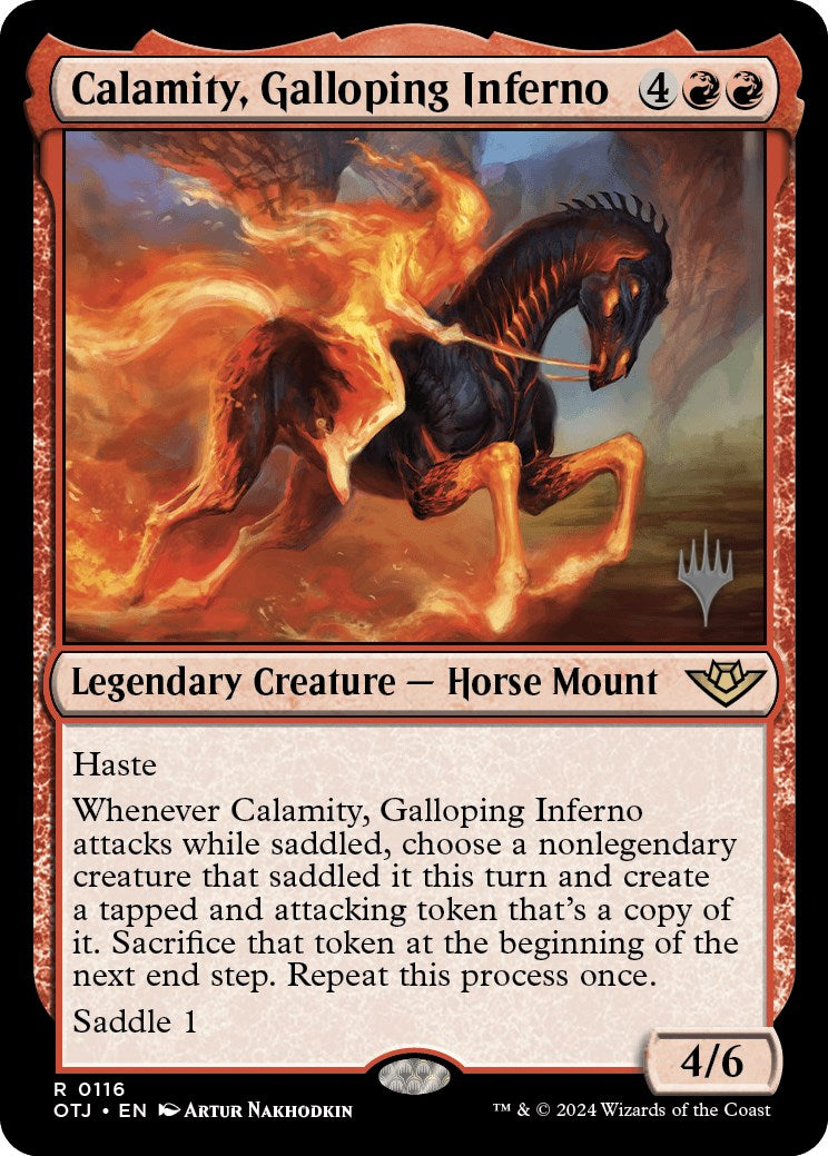 Calamity, Galloping Inferno (Promo Pack) [Outlaws of Thunder Junction Promos] | Mindsight Gaming