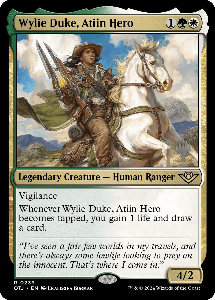 Wylie Duke, Atiin Hero (Promo Pack) [Outlaws of Thunder Junction Promos] | Mindsight Gaming
