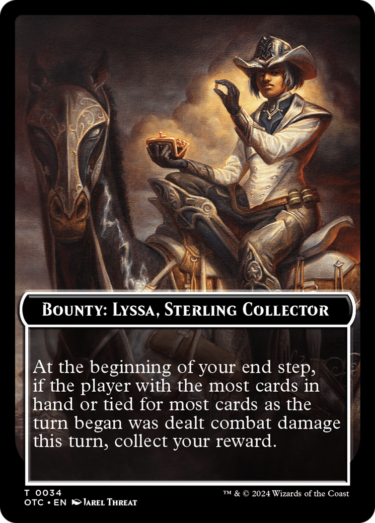 Bounty: Lyssa, Sterling Collector // Bounty Rules Double-Sided Token [Outlaws of Thunder Junction Commander Tokens] | Mindsight Gaming