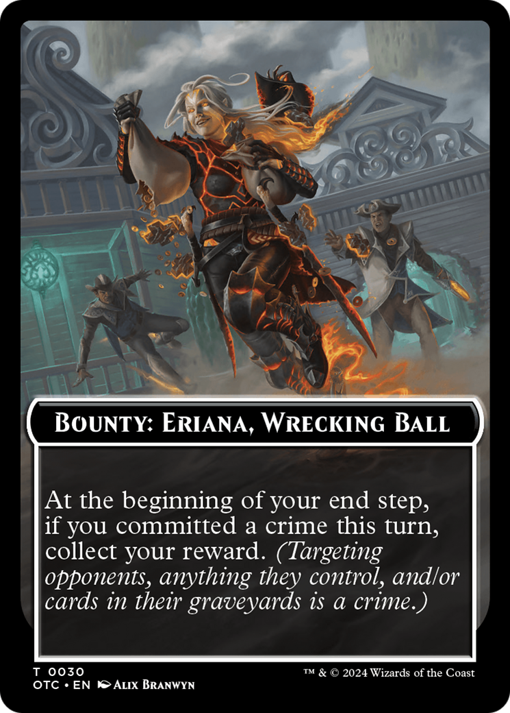 Bounty: Eriana, Wrecking Ball // Bounty Rules Double-Sided Token [Outlaws of Thunder Junction Commander Tokens] | Mindsight Gaming