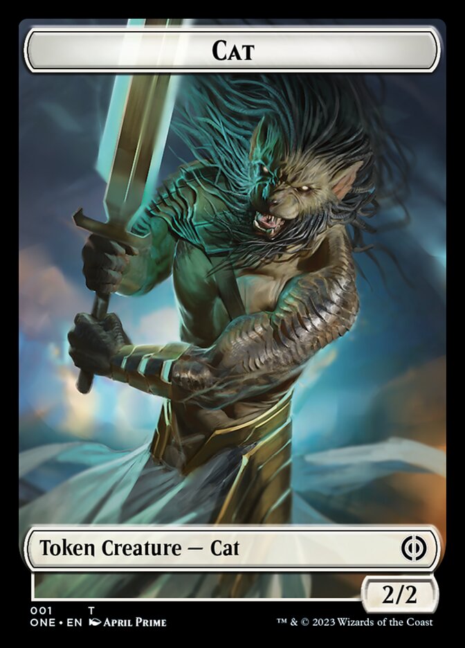 Rebel // Cat Double-Sided Token [Phyrexia: All Will Be One Tokens] | Mindsight Gaming