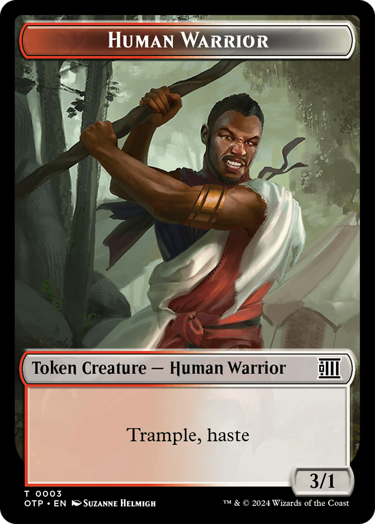 Treasure // Human Warrior Double-Sided Token [Outlaws of Thunder Junction Tokens] | Mindsight Gaming