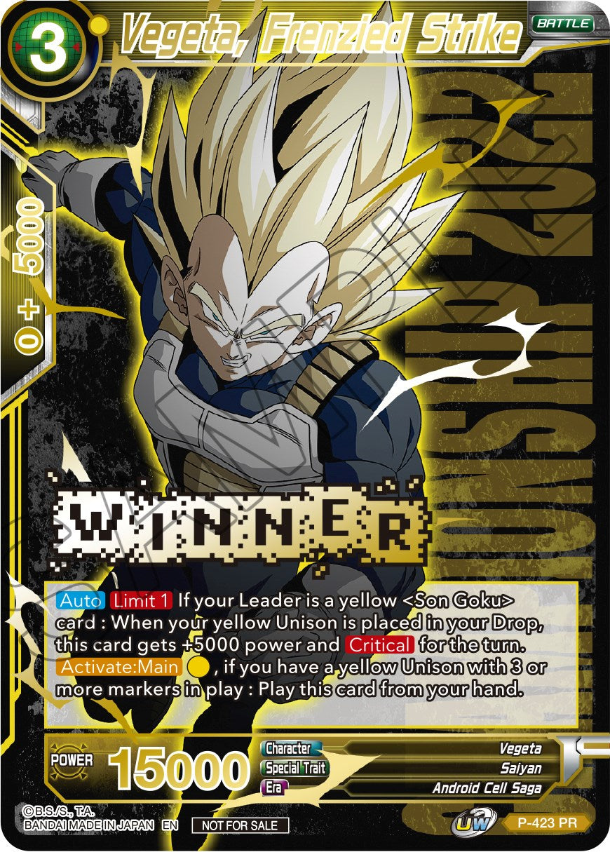Vegeta, Frenzied Strike (Championship Pack 2022 Vol.2) (Winner Gold Stamped) (P-423) [Promotion Cards] | Mindsight Gaming
