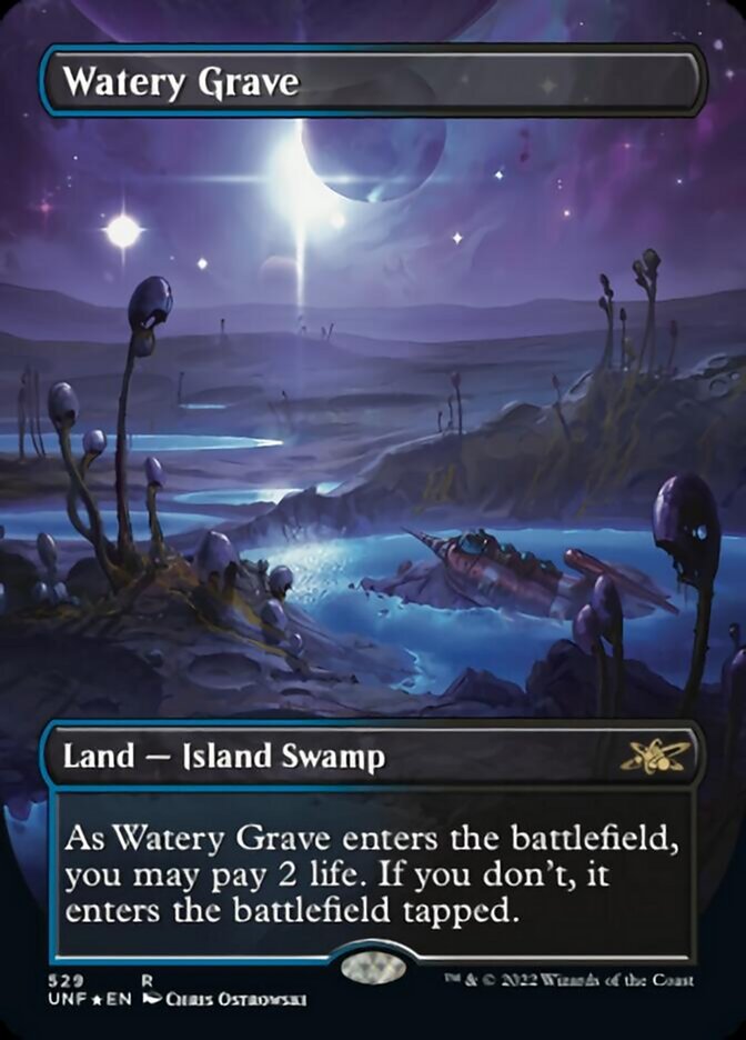 Watery Grave (Borderless) (Galaxy Foil) [Unfinity] | Mindsight Gaming