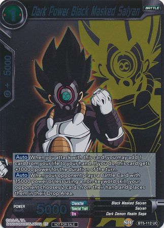 Dark Power Black Masked Saiyan (Event Pack 3 - 2019) (BT5-112_PR) [Promotion Cards] | Mindsight Gaming