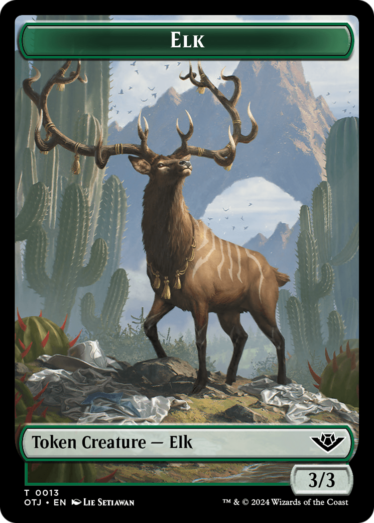 Treasure // Elk Double-Sided Token [Outlaws of Thunder Junction Tokens] | Mindsight Gaming