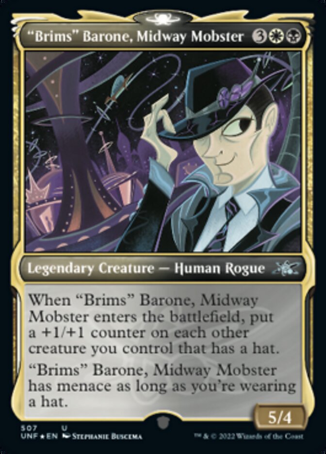 "Brims" Barone, Midway Mobster (Showcase) (Galaxy Foil) [Unfinity] | Mindsight Gaming