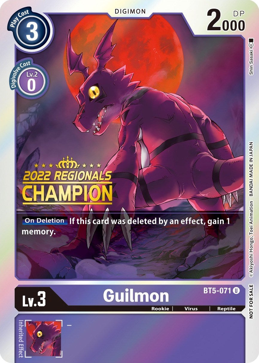 Guilmon [BT5-071] (2022 Championship Offline Regional) (Online Champion) [Battle of Omni Promos] | Mindsight Gaming