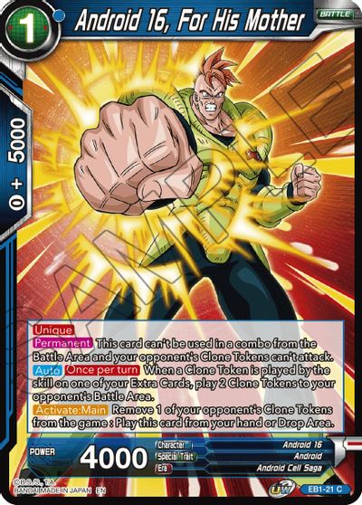 Android 16, For His Mother (EB1-21) [Battle Evolution Booster] | Mindsight Gaming