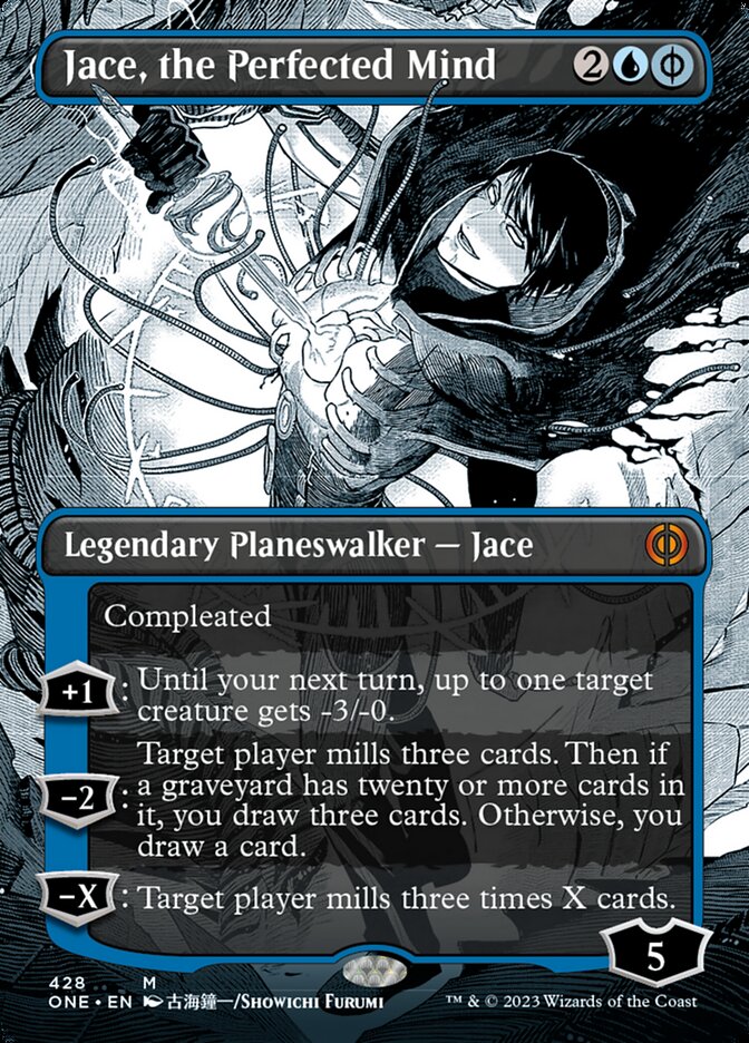 Jace, the Perfected Mind (Borderless Manga Step-and-Compleat Foil) [Phyrexia: All Will Be One] | Mindsight Gaming