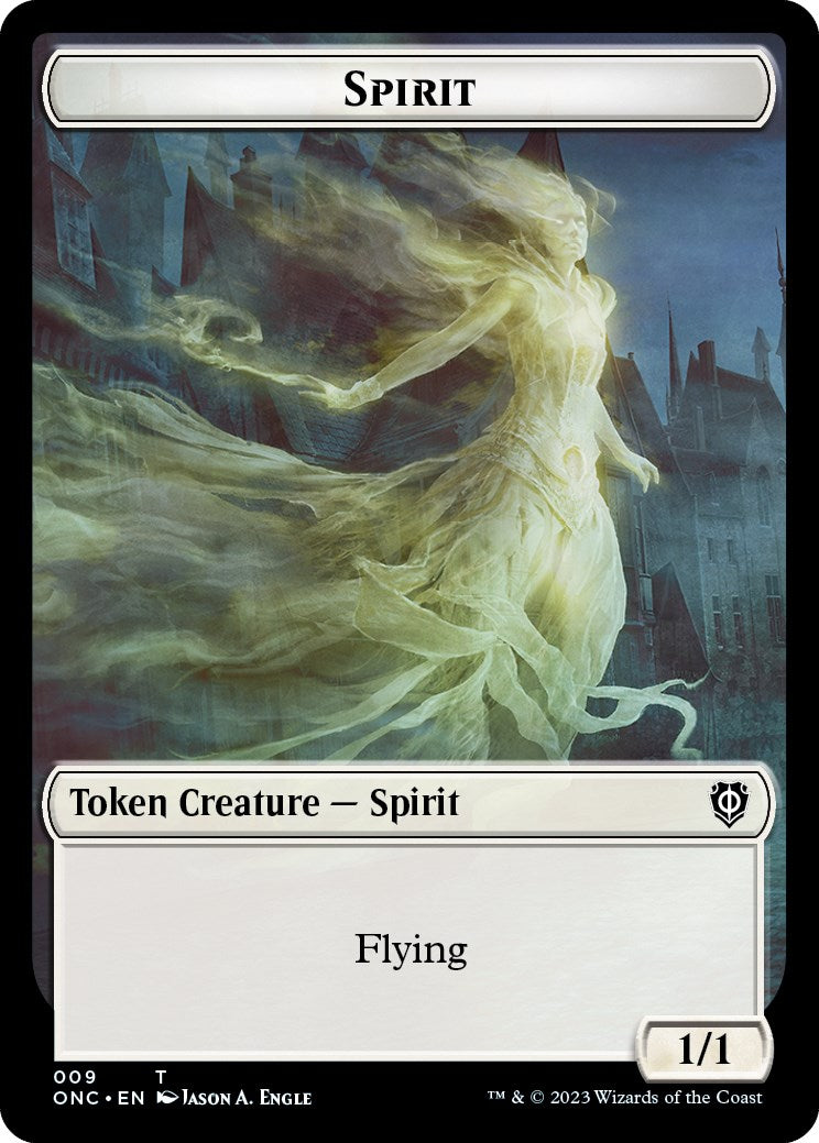 Human // Spirit Double-Sided Token [Phyrexia: All Will Be One Commander Tokens] | Mindsight Gaming