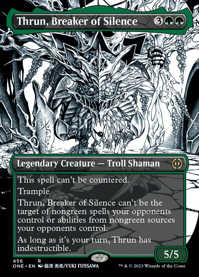 Thrun, Breaker of Silence (Borderless Manga Step-and-Compleat Foil) [Phyrexia: All Will Be One] | Mindsight Gaming