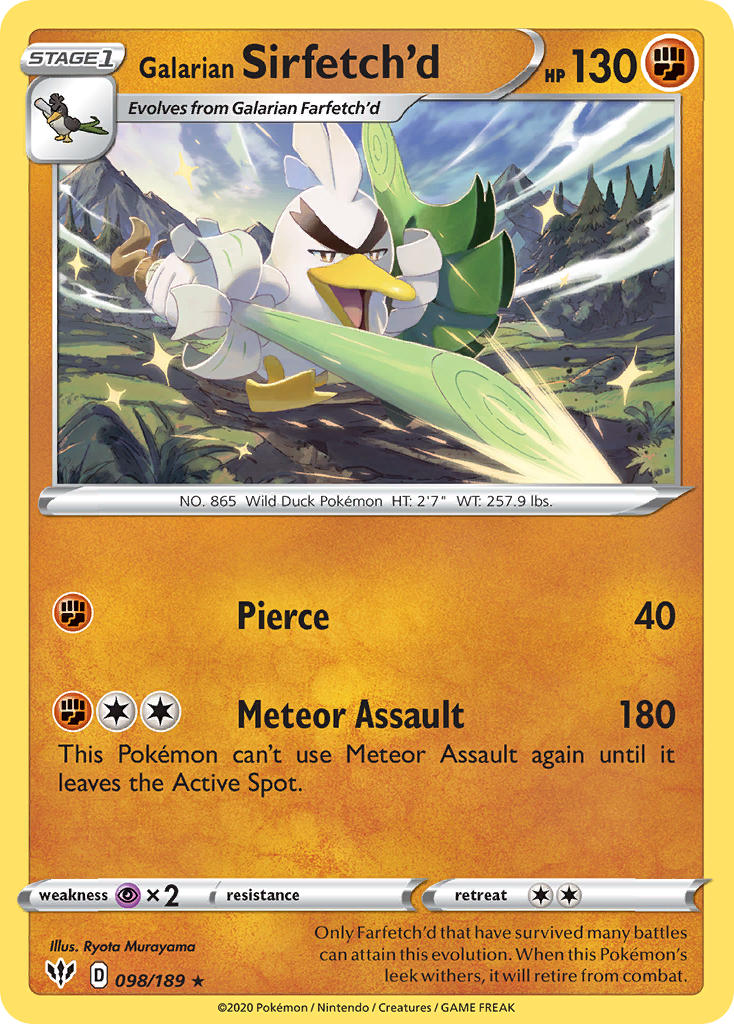 Galarian Sirfetch'd (098/189) (Cracked Ice holo) (Theme Deck Exclusive) [Sword & Shield: Darkness Ablaze] | Mindsight Gaming
