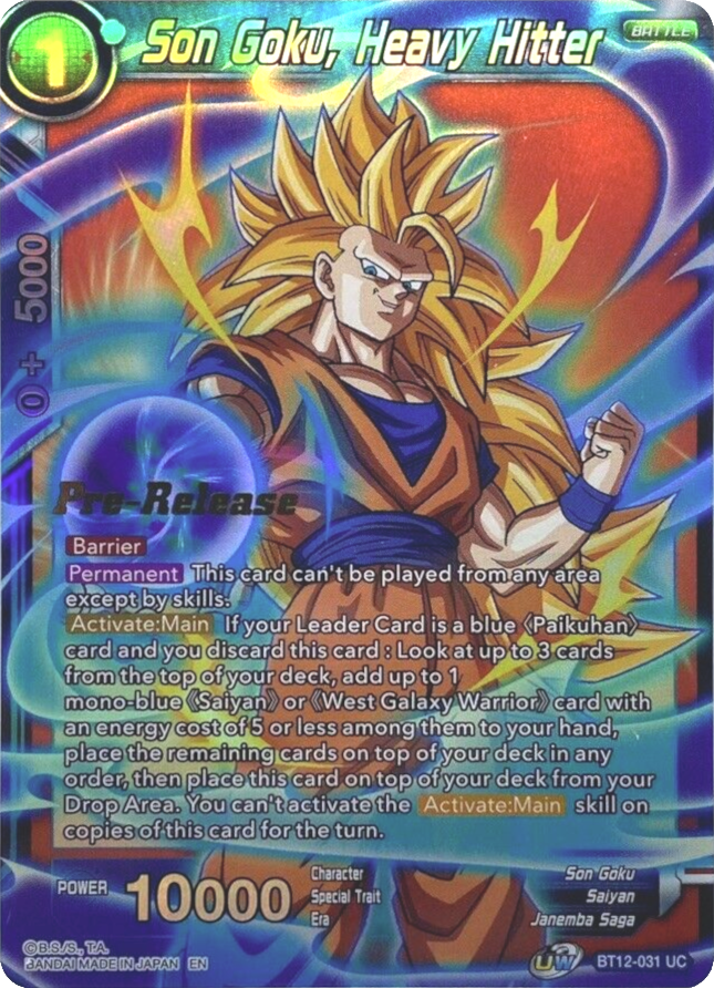 Son Goku, Heavy Hitter (BT12-031) [Vicious Rejuvenation Prerelease Promos] | Mindsight Gaming
