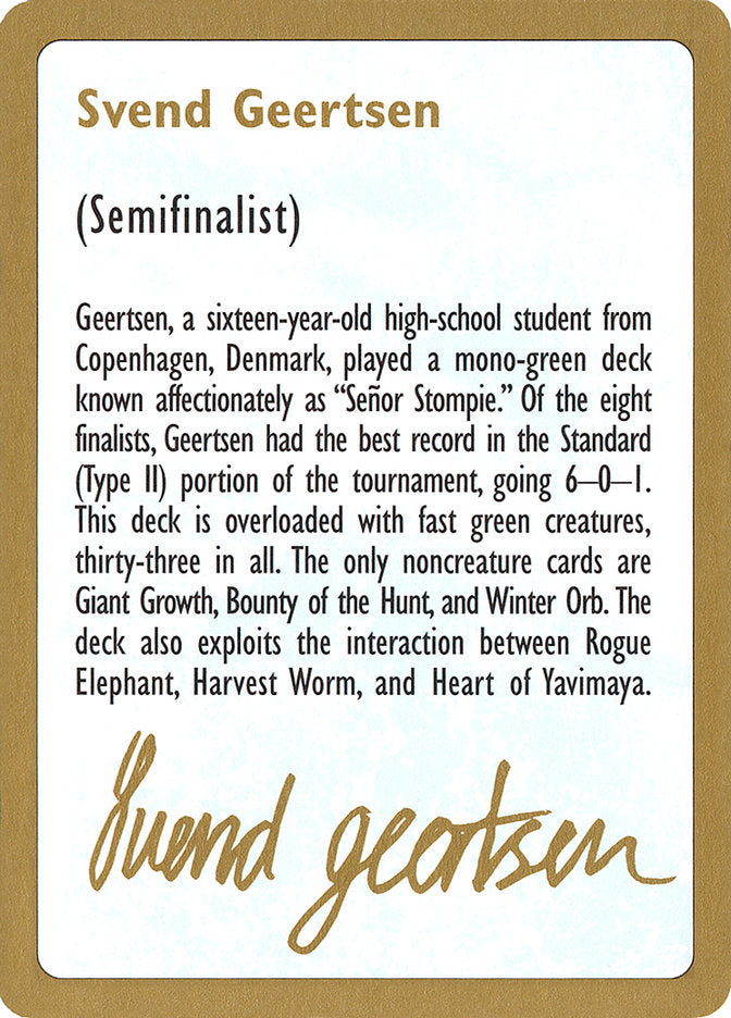 Svend Geertsen Bio [World Championship Decks 1997] | Mindsight Gaming