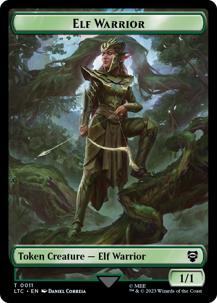 Elf Warrior // Treasure Double Sided Token [The Lord of the Rings: Tales of Middle-Earth Commander Tokens] | Mindsight Gaming