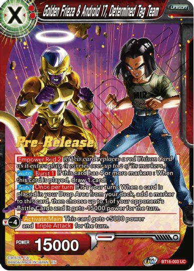Golden Frieza & Android 17, Determined Tag Team (BT16-003) [Realm of the Gods Prerelease Promos] | Mindsight Gaming