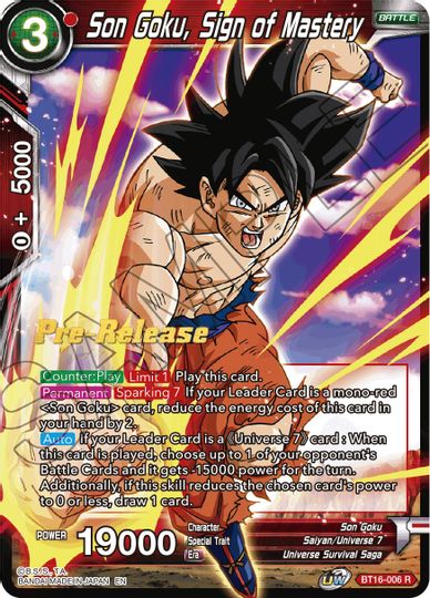 Son Goku, Sign of Mastery (BT16-006) [Realm of the Gods Prerelease Promos] | Mindsight Gaming
