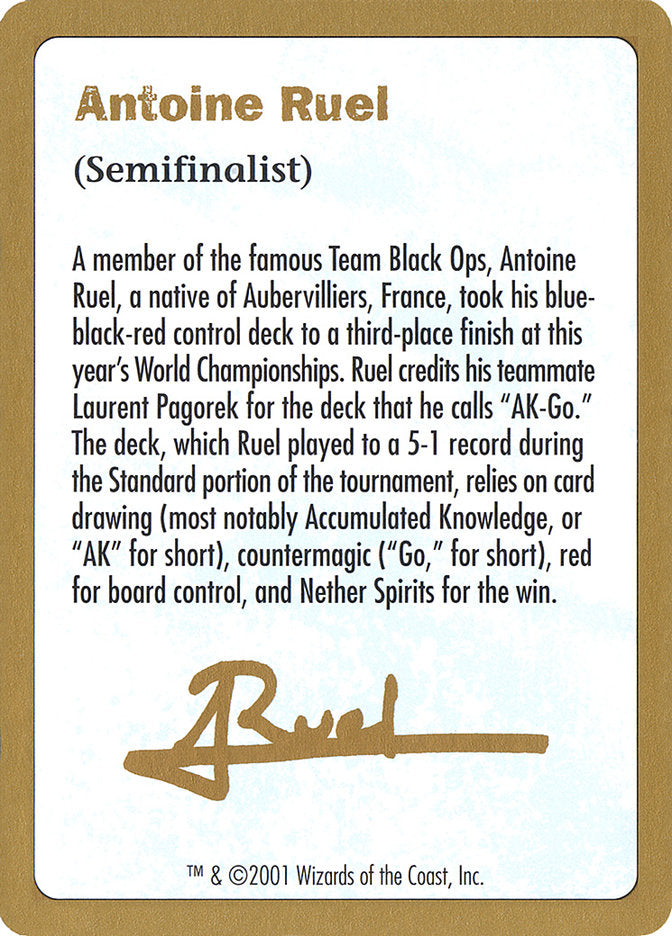 Antoine Ruel Bio [World Championship Decks 2001] | Mindsight Gaming