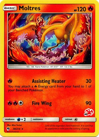 Moltres (38/214) (Charizard Stamp #46) [Battle Academy 2020] | Mindsight Gaming