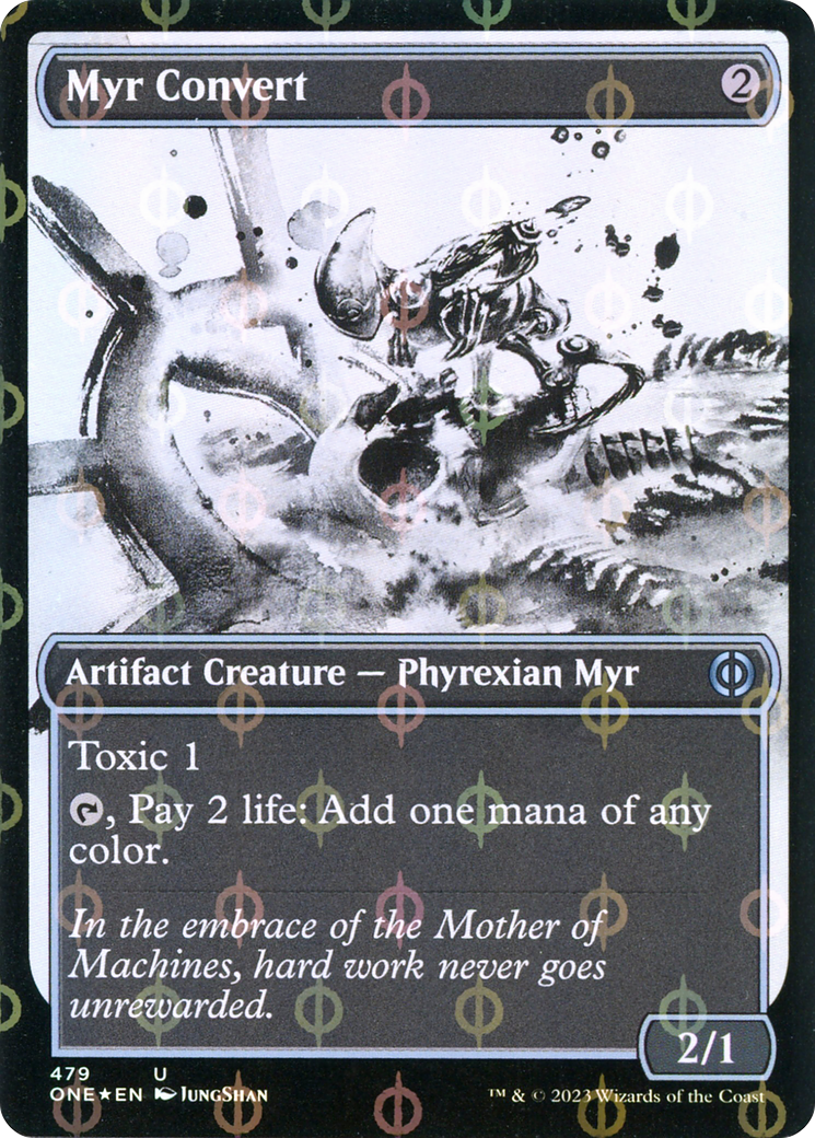 Myr Convert (Showcase Ichor Step-and-Compleat Foil) [Phyrexia: All Will Be One] | Mindsight Gaming