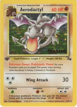 Aerodactyl (1/62) (Prerelease Promo) [Fossil 1st Edition] | Mindsight Gaming