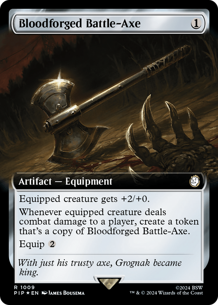 Bloodforged Battle-Axe (Extended Art) (Surge Foil) [Fallout] | Mindsight Gaming