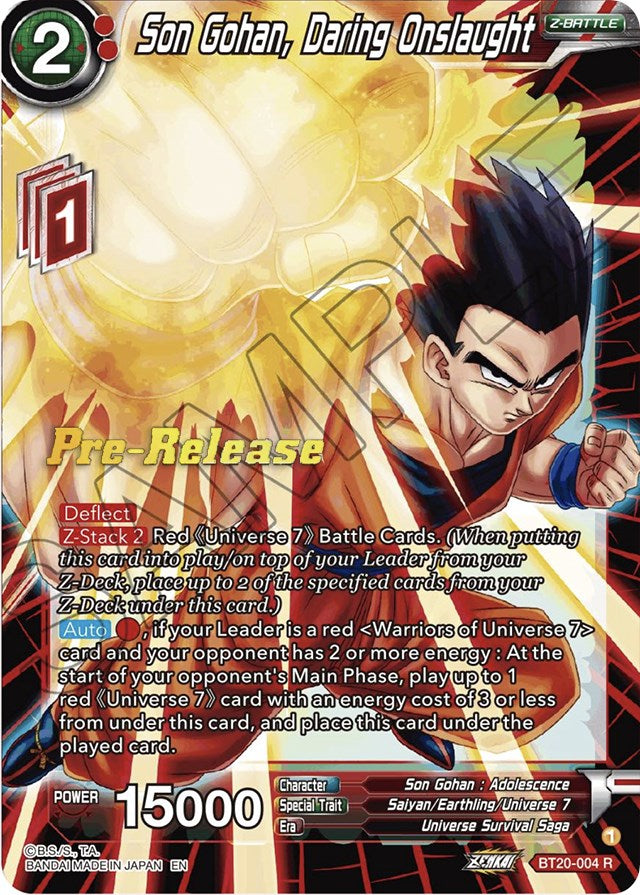 Son Gohan, Daring Onslaught (BT20-004) [Power Absorbed Prerelease Promos] | Mindsight Gaming