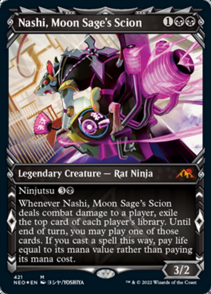 Nashi, Moon Sage's Scion (Showcase) (Foil Etched) [Kamigawa: Neon Dynasty] | Mindsight Gaming