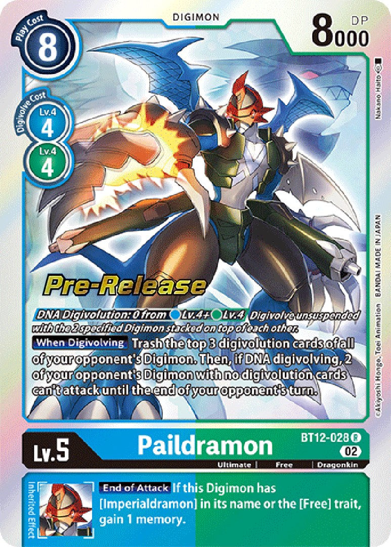 Paildramon [BT12-028] [Across Time Pre-Release Cards] | Mindsight Gaming
