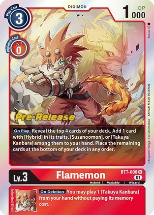 Flamemon [BT7-008] [Next Adventure Prerelease Cards] | Mindsight Gaming