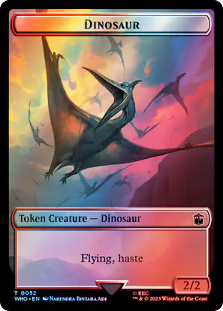 Soldier // Dinosaur Double-Sided Token (Surge Foil) [Doctor Who Tokens] | Mindsight Gaming