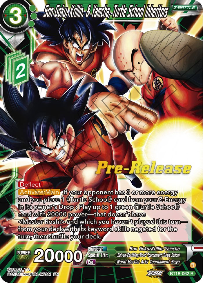 Son Goku, Krillin, & Yamcha, Turtle School Inheritors (BT18-062) [Dawn of the Z-Legends Prerelease Promos] | Mindsight Gaming