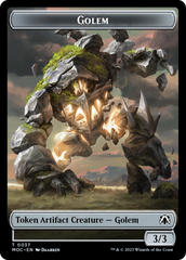 Golem // Blood Double-Sided Token [March of the Machine Commander Tokens] | Mindsight Gaming