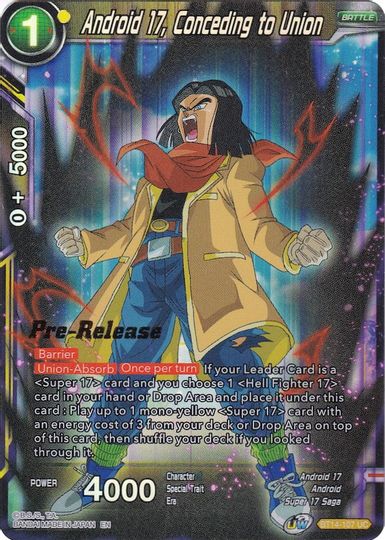 Android 17, Conceding to Union (BT14-107) [Cross Spirits Prerelease Promos] | Mindsight Gaming