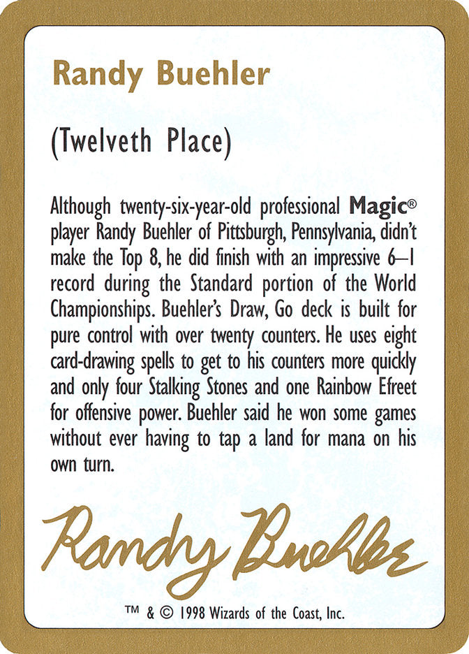 Randy Buehler Bio [World Championship Decks 1998] | Mindsight Gaming