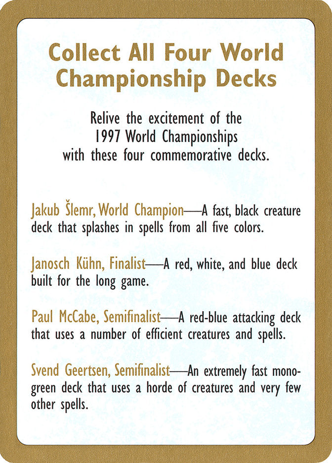 1997 World Championships Ad [World Championship Decks 1997] | Mindsight Gaming