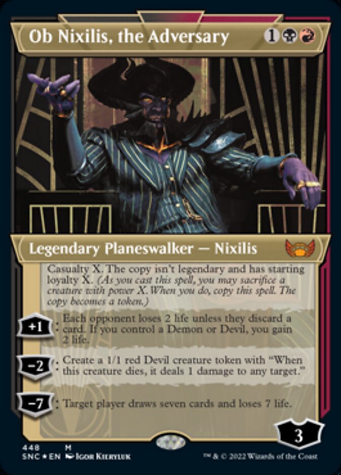 Ob Nixilis, the Adversary (Showcase Art Deco Foil Etched) [Streets of New Capenna] | Mindsight Gaming