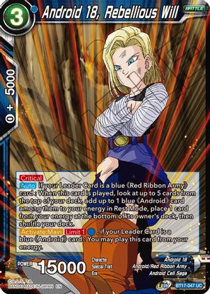 Android 18, Rebellious Will (BT17-047) [Ultimate Squad] | Mindsight Gaming