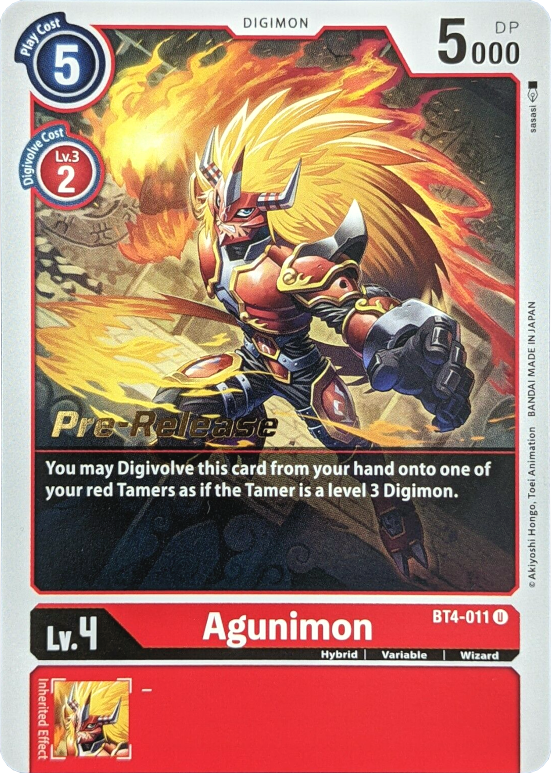 Agunimon [BT4-011] [Great Legend Pre-Release Promos] | Mindsight Gaming